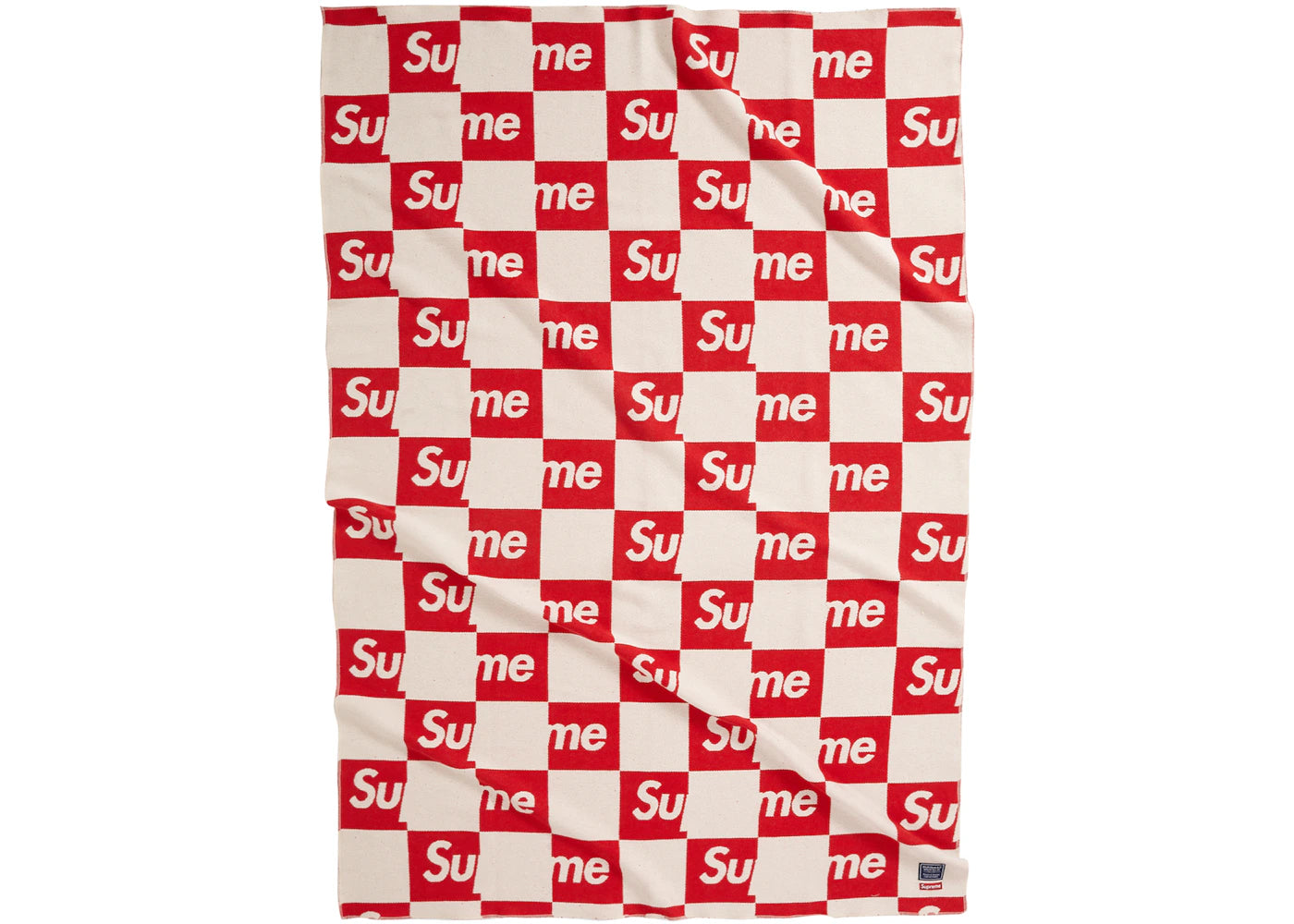 Supreme Faribault Woolen Mill Checkerboard Wool Throw Red