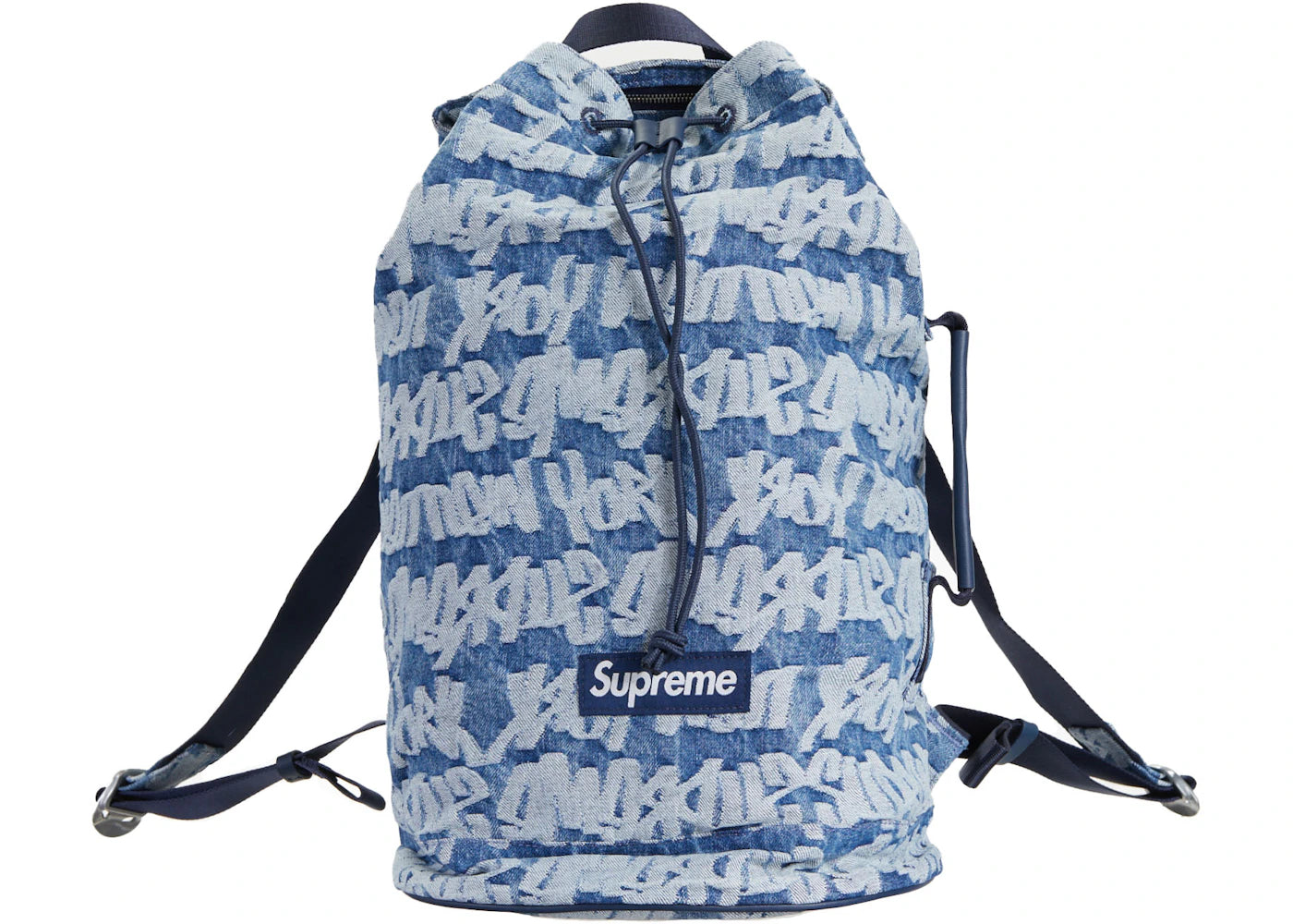 Supreme Fat Tip Jacquard Denim Backpack Blue