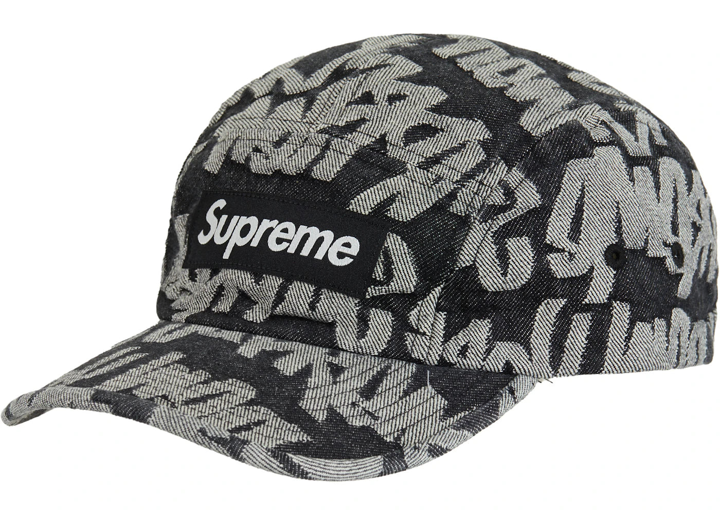 Supreme Fat Tip Jacquard Denim Camp Cap Black