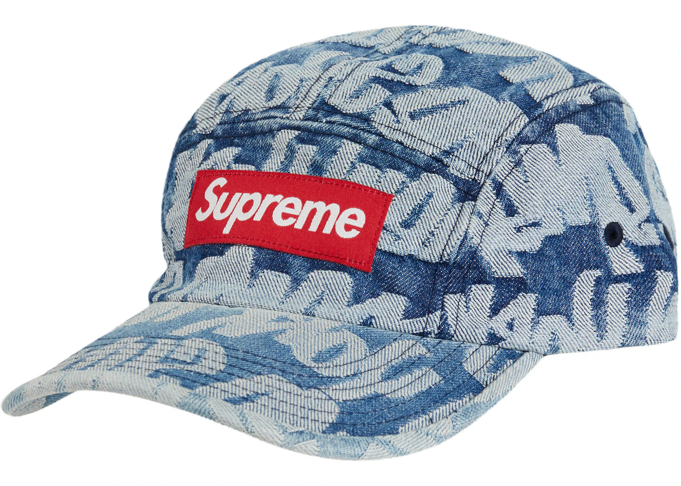 Supreme Fat Tip Jacquard Denim Camp Cap Blue