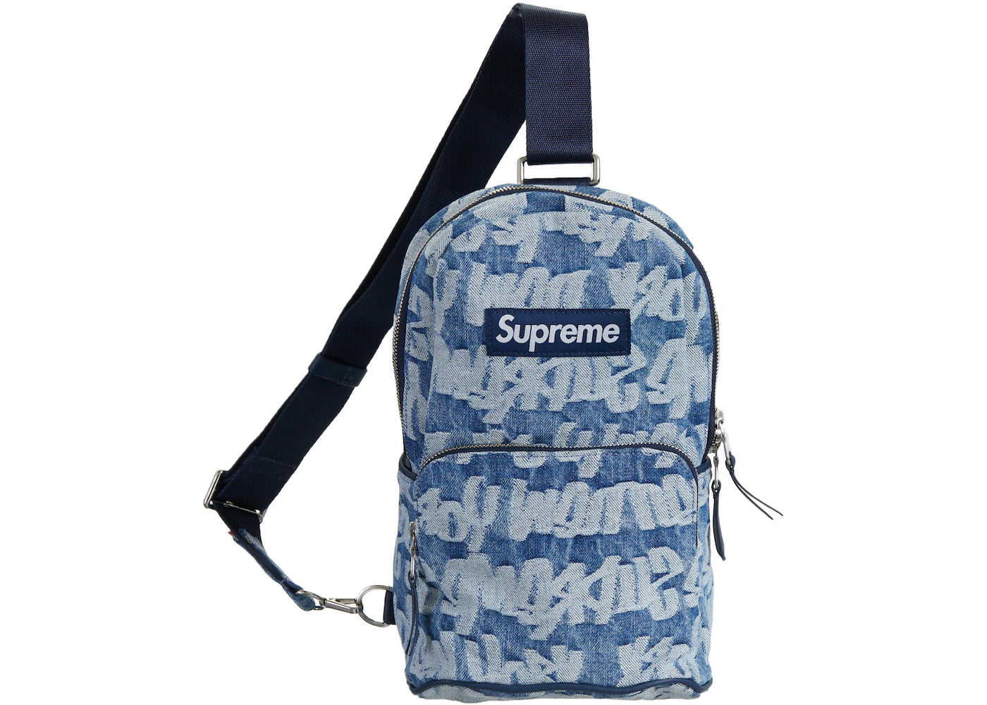 Supreme Fat Tip Jacquard Denim Sling Bag Blue