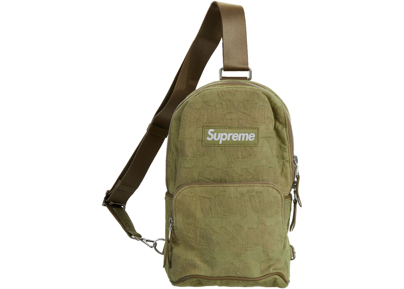 Supreme Fat Tip Jacquard Denim Sling Bag Olive