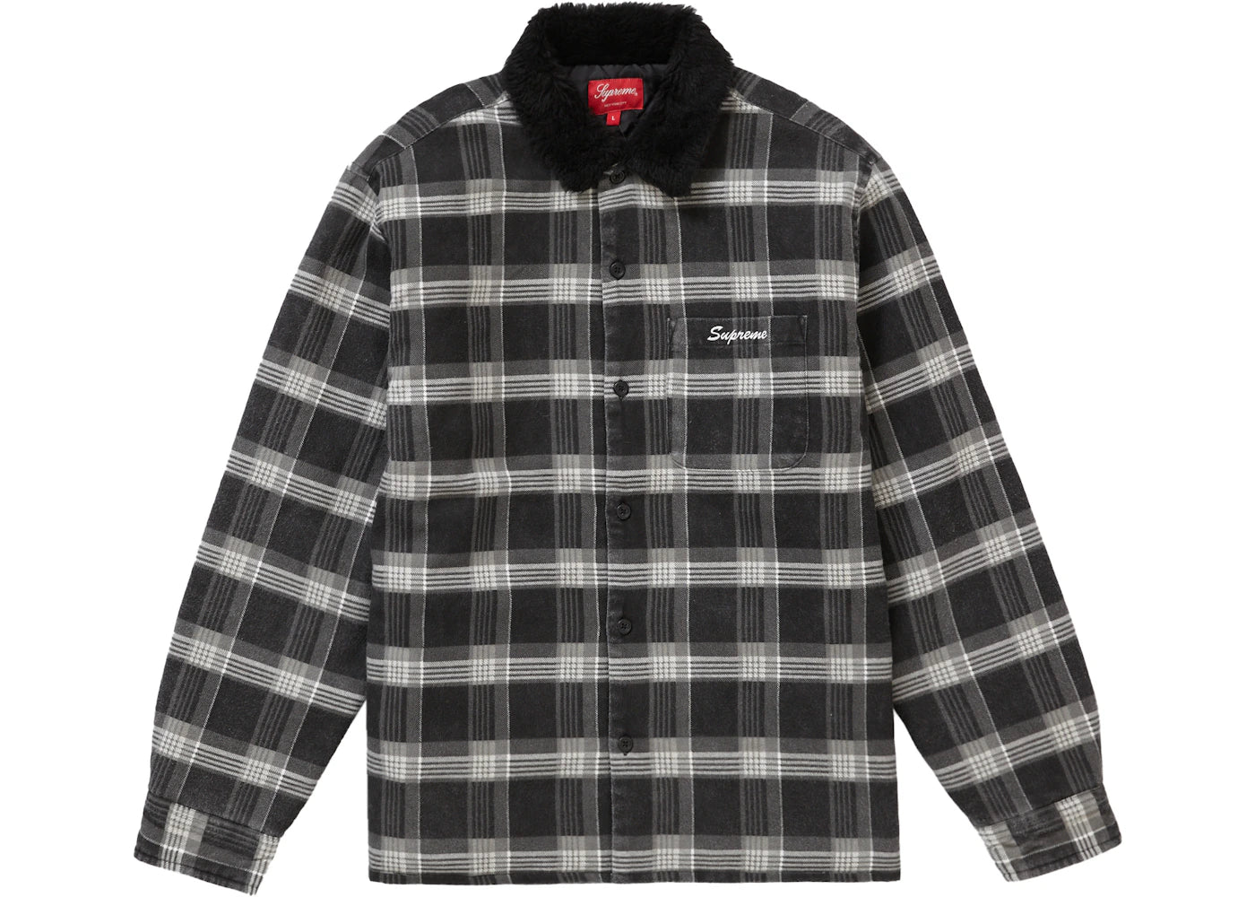 Supreme Faux Fur Collar Flannel Shirt Black