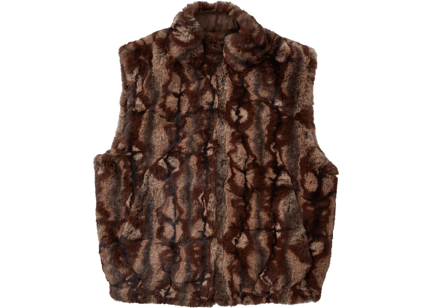 Supreme Faux Fur Hooded Vest Brown