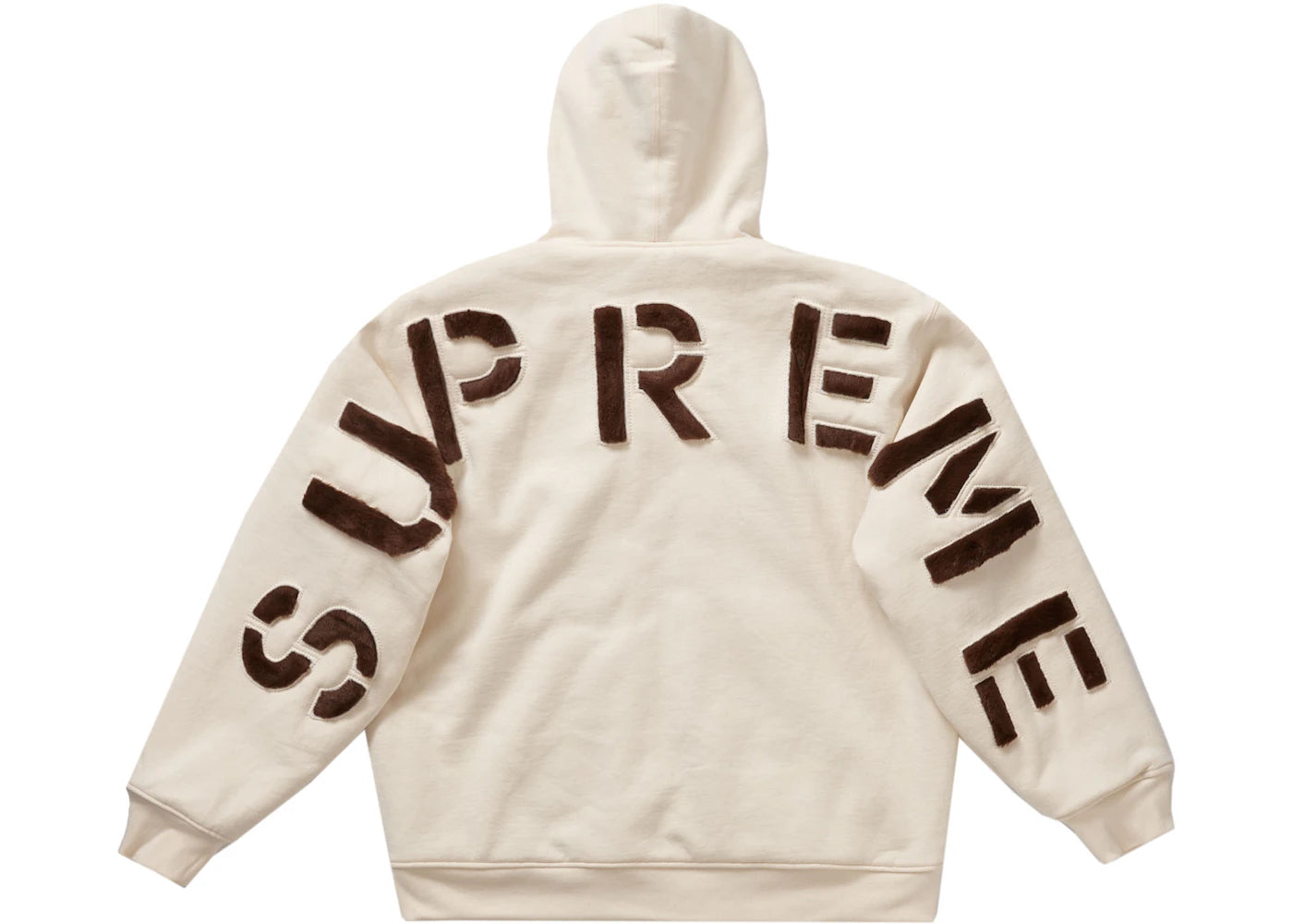 Supreme Faux Fur Lined Zip Up Hooded Sweatshirt Natural