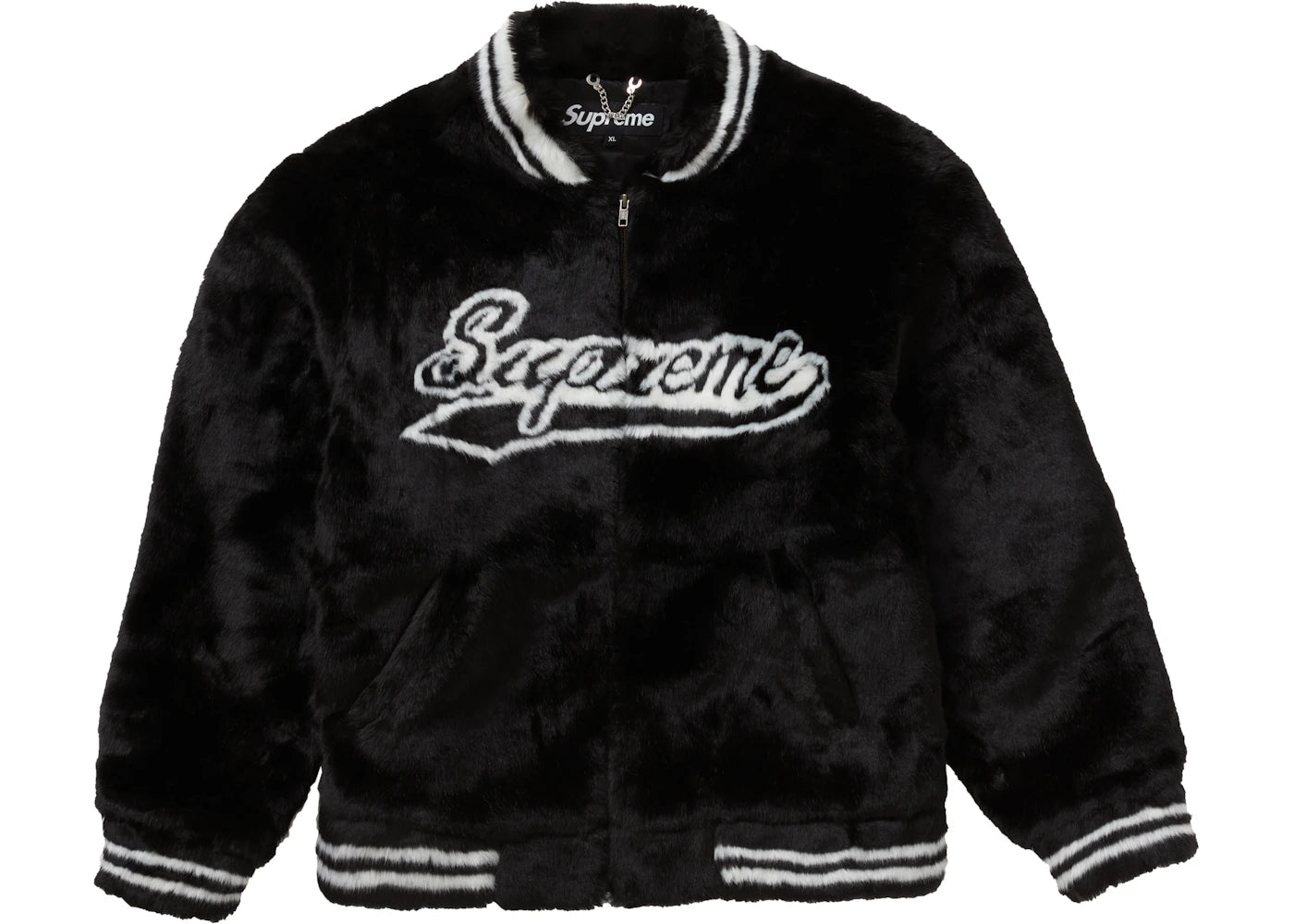 Supreme Faux Fur Varsity Jacket Black