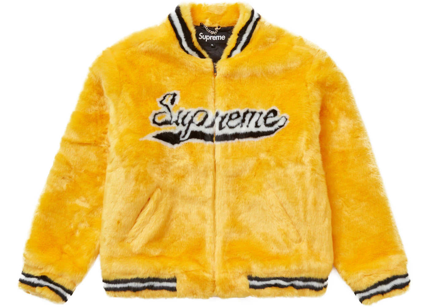 Supreme Faux Fur Varsity Jacket Yellow