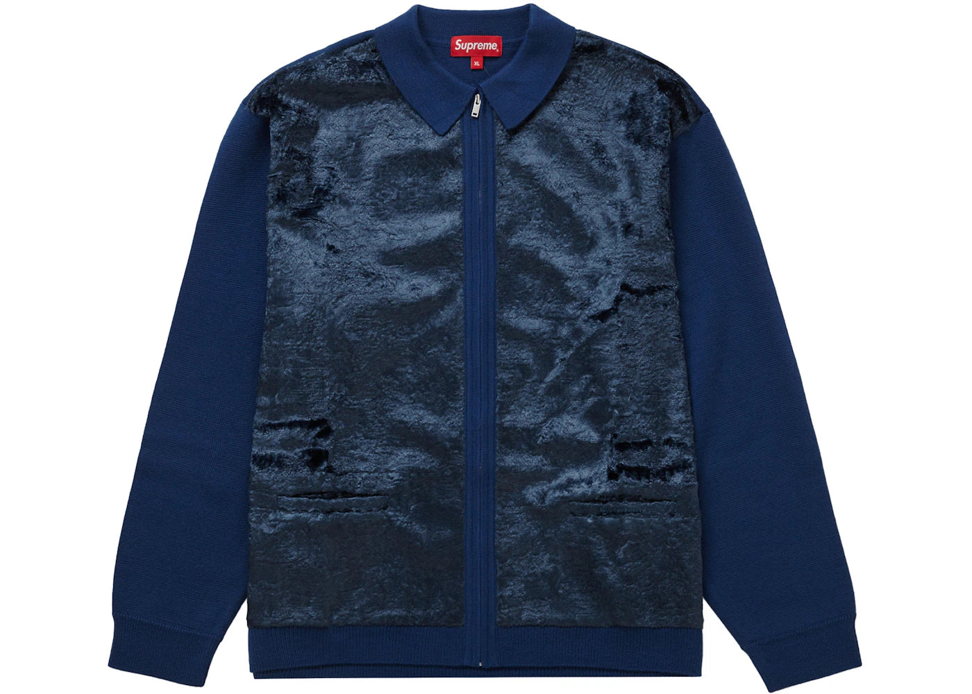 Supreme Faux Fur Zip Up Cardigan Blue