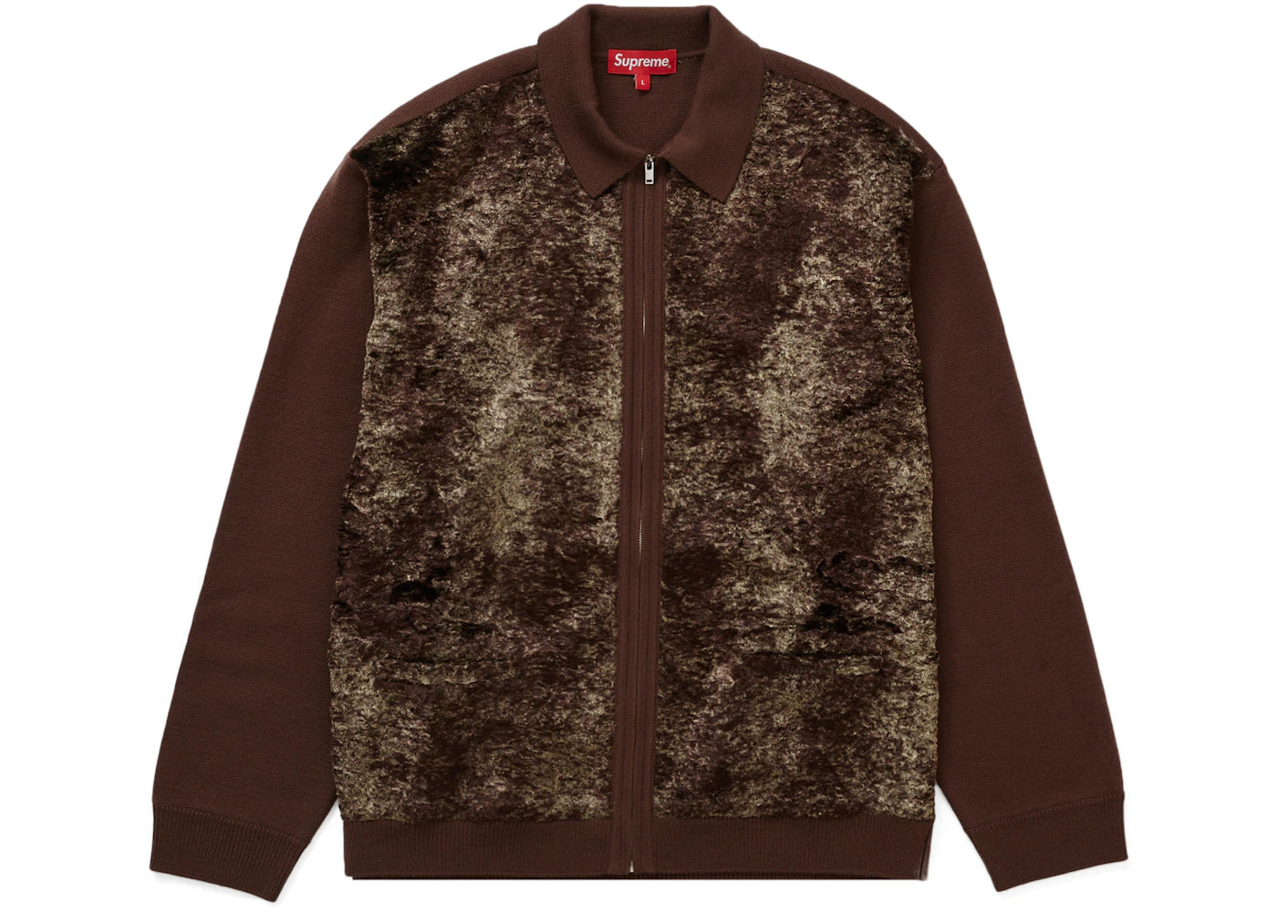 Supreme Faux Fur Zip Up Cardigan Brown