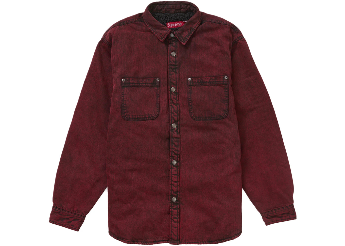 Supreme Faux Shearling Lined Work Shirt Red Denim