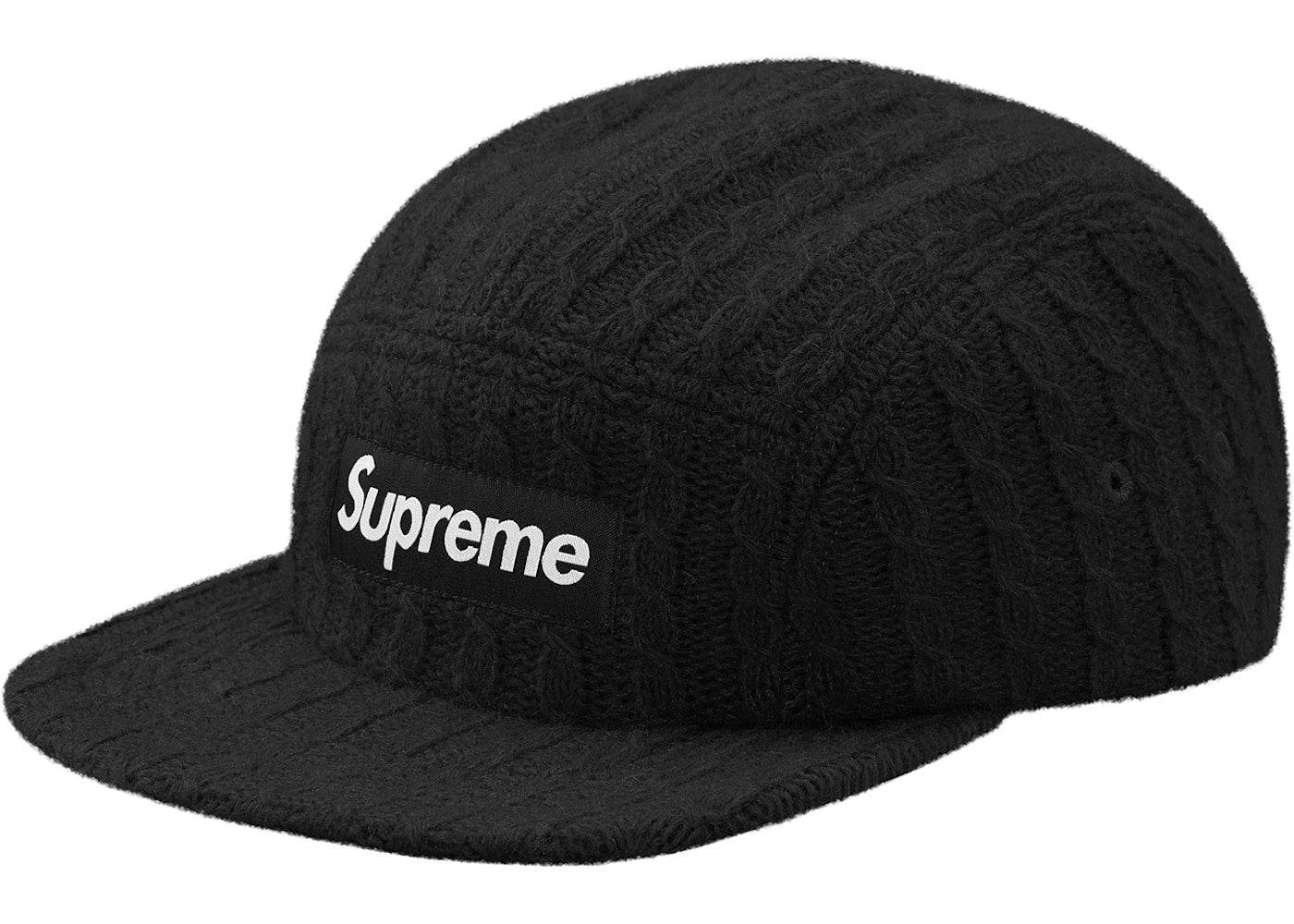 Supreme Fitted Cable Knit Camp Cap Black