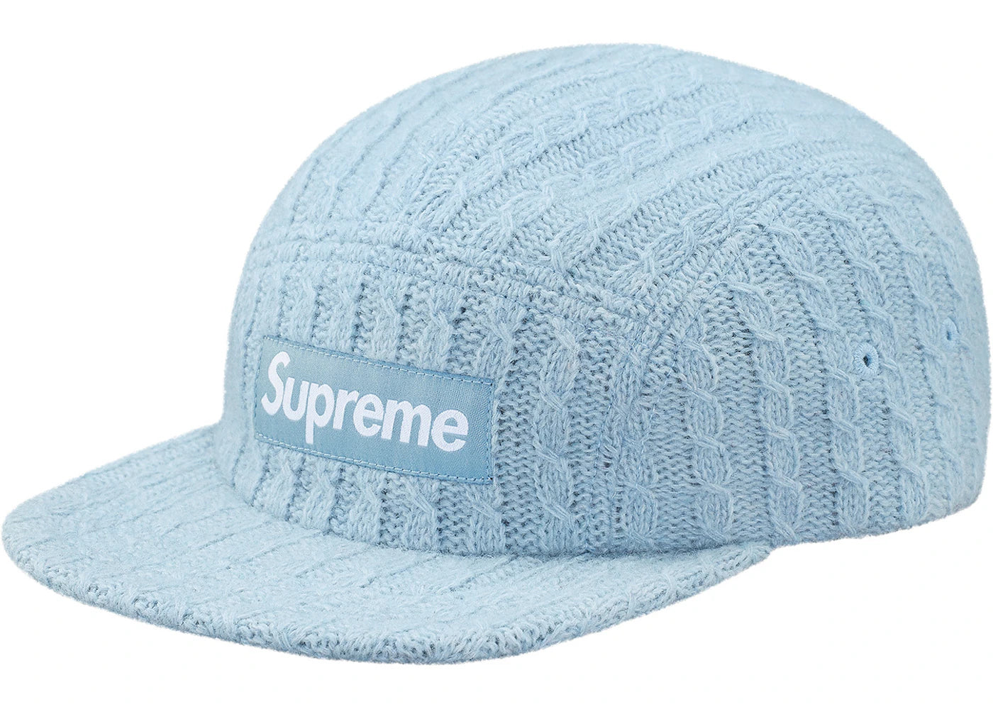 Supreme Fitted Cable Knit Camp Cap Light Blue
