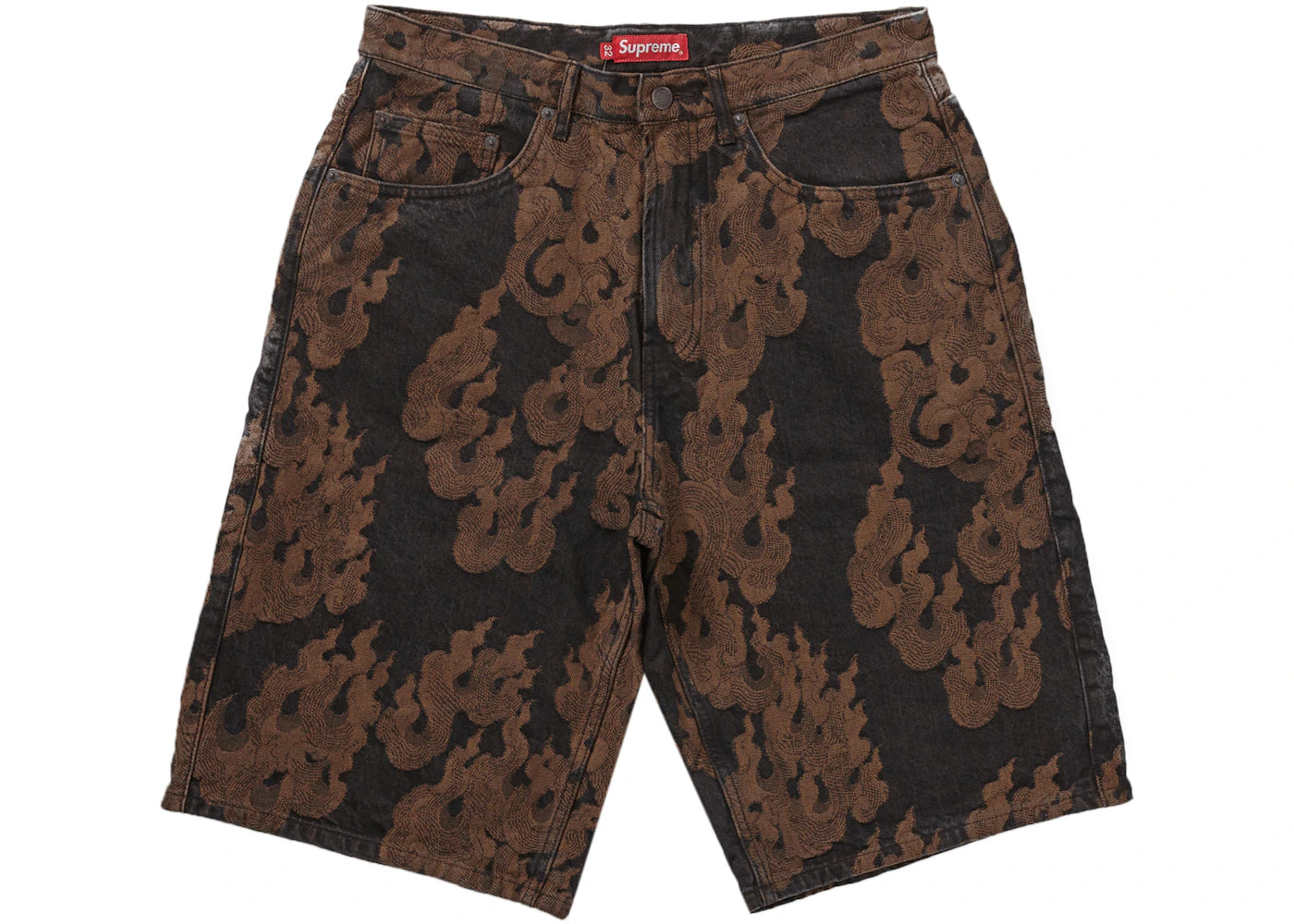 Supreme Flames Jacquard Baggy Denim Short Washed Black