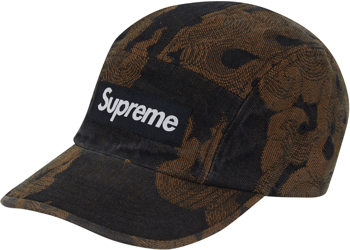 Supreme Flames Jacquard Denim Camp Cap Washed Black