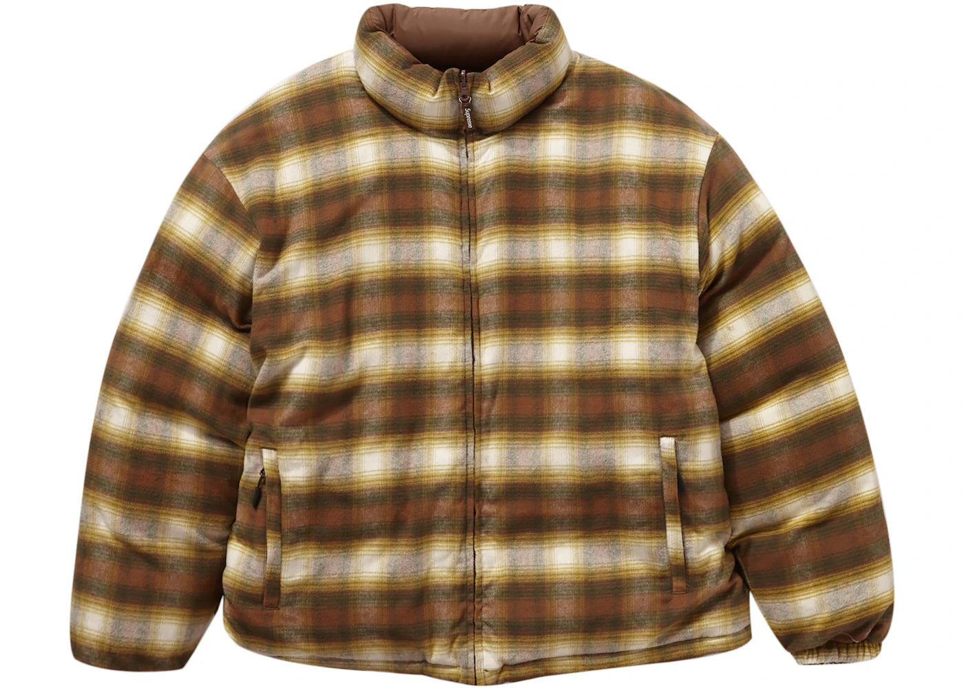 Supreme Flannel Reversible Puffer Jacket Brown