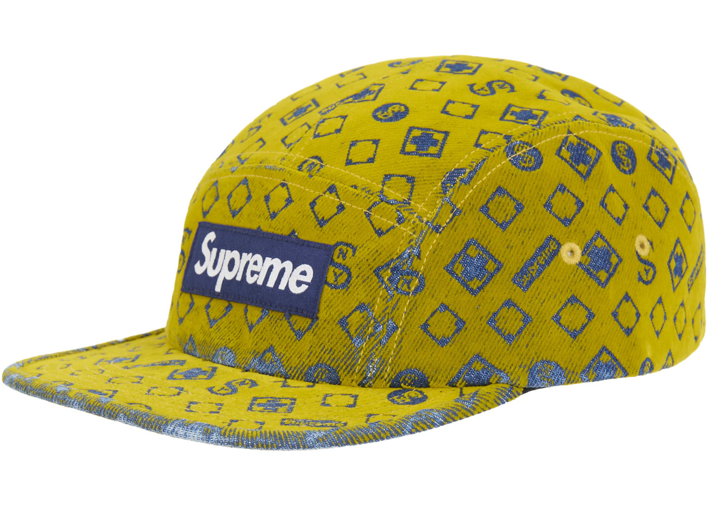 Supreme Flocked Denim Camp Cap Mustard
