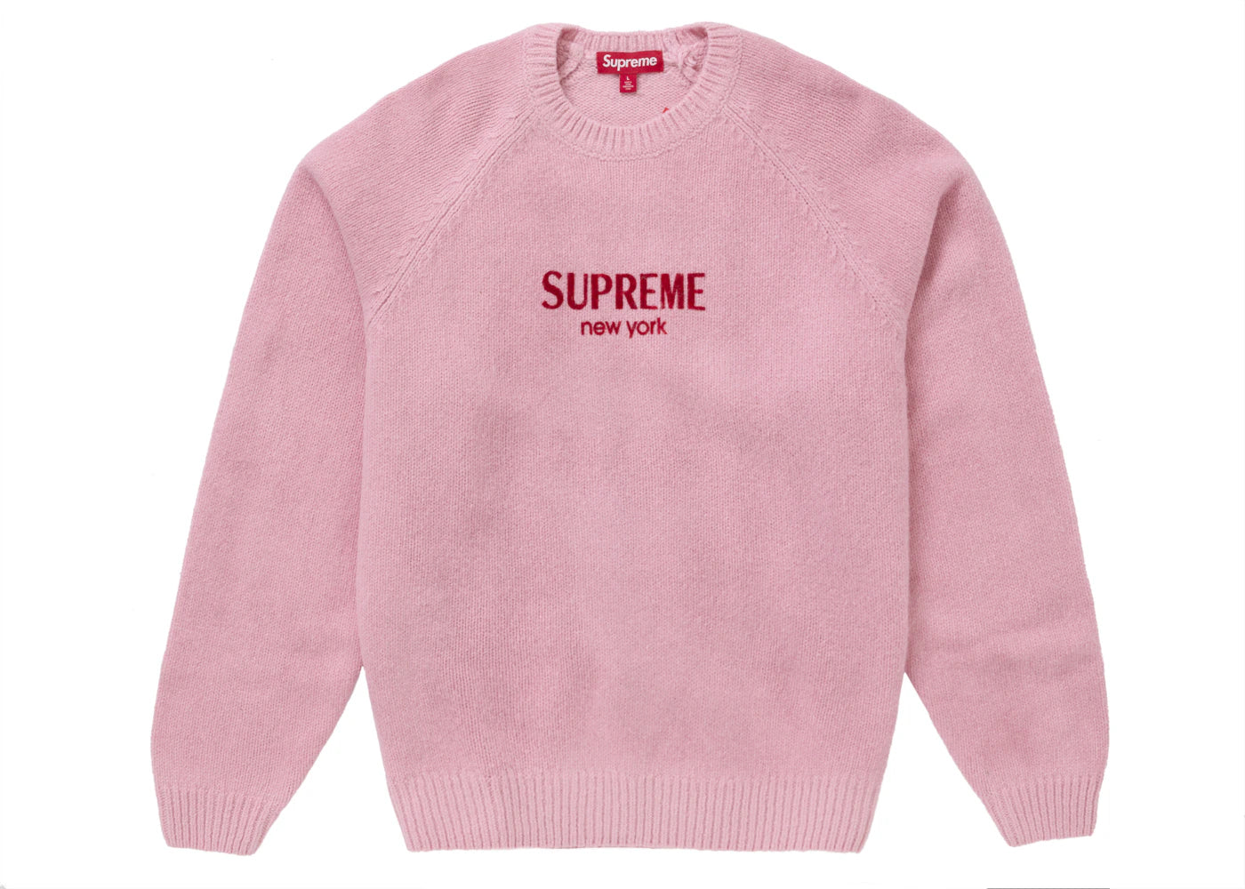 Supreme Flocked Logo Sweater Pink