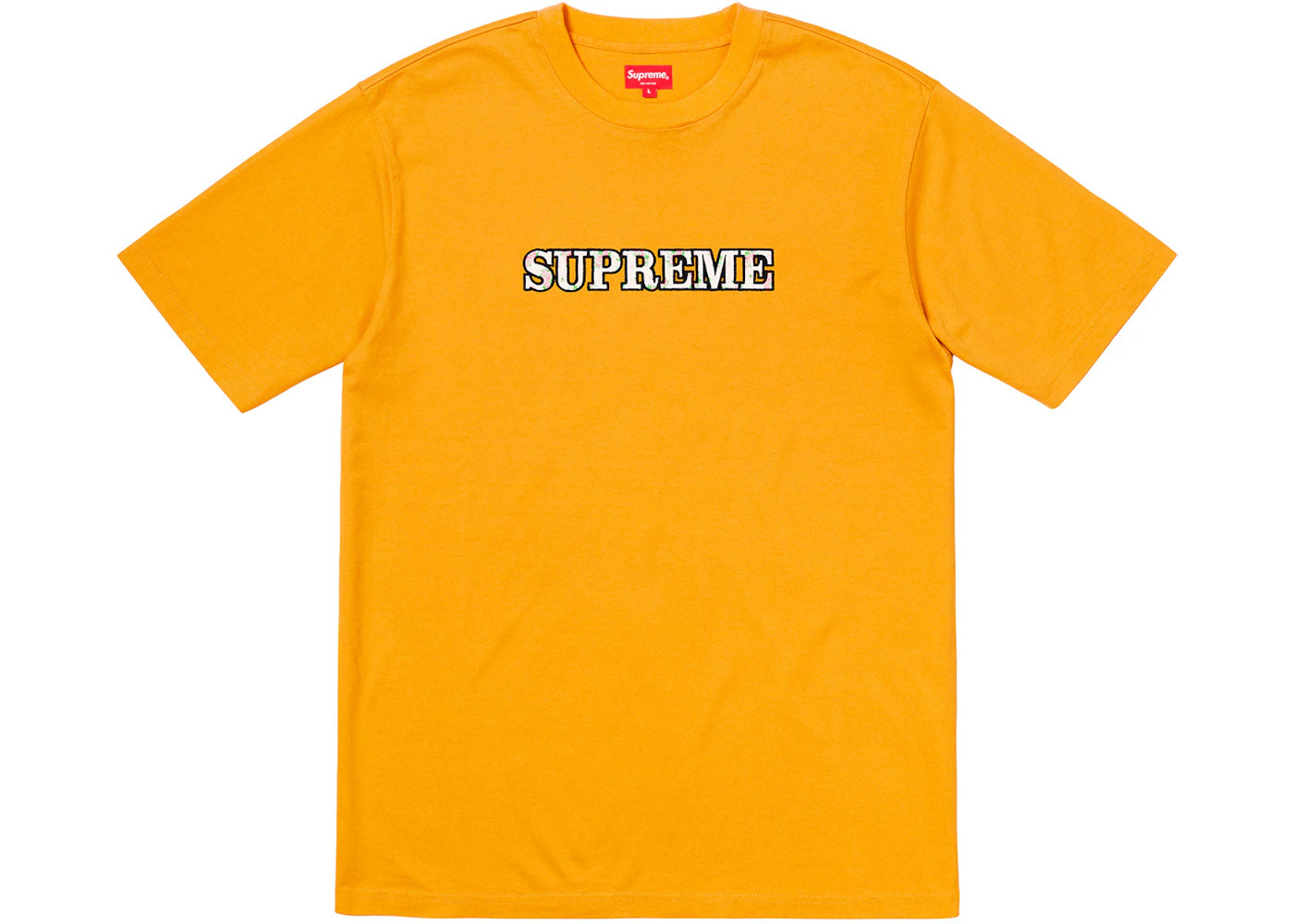 Supreme Floral Logo Tee Gold