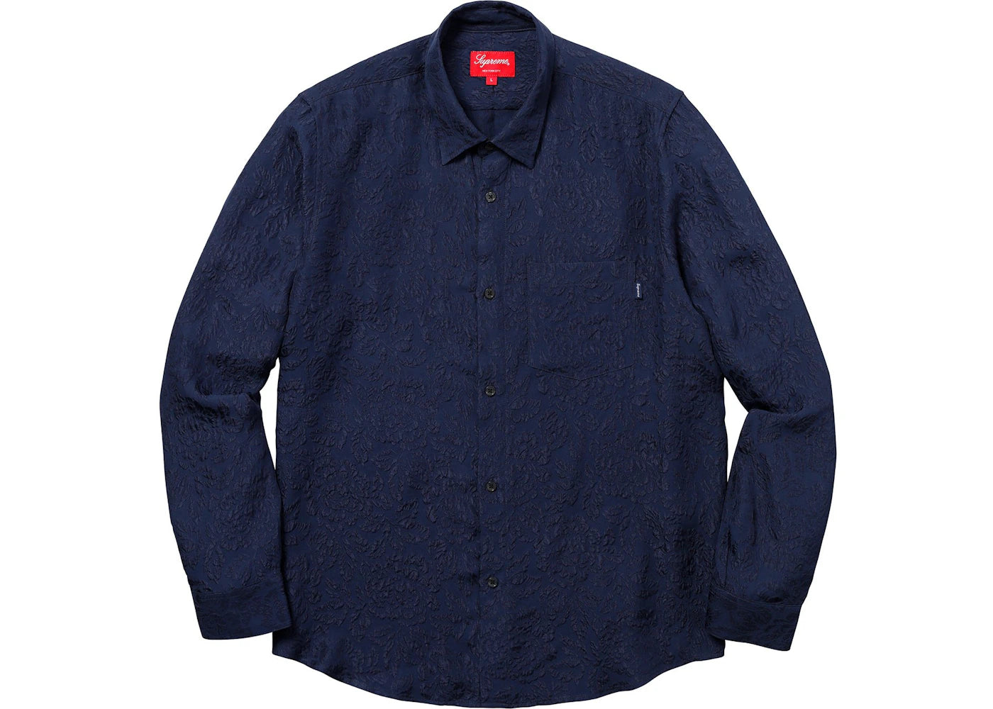 Supreme Floral Silk Jacquard Shirt Navy