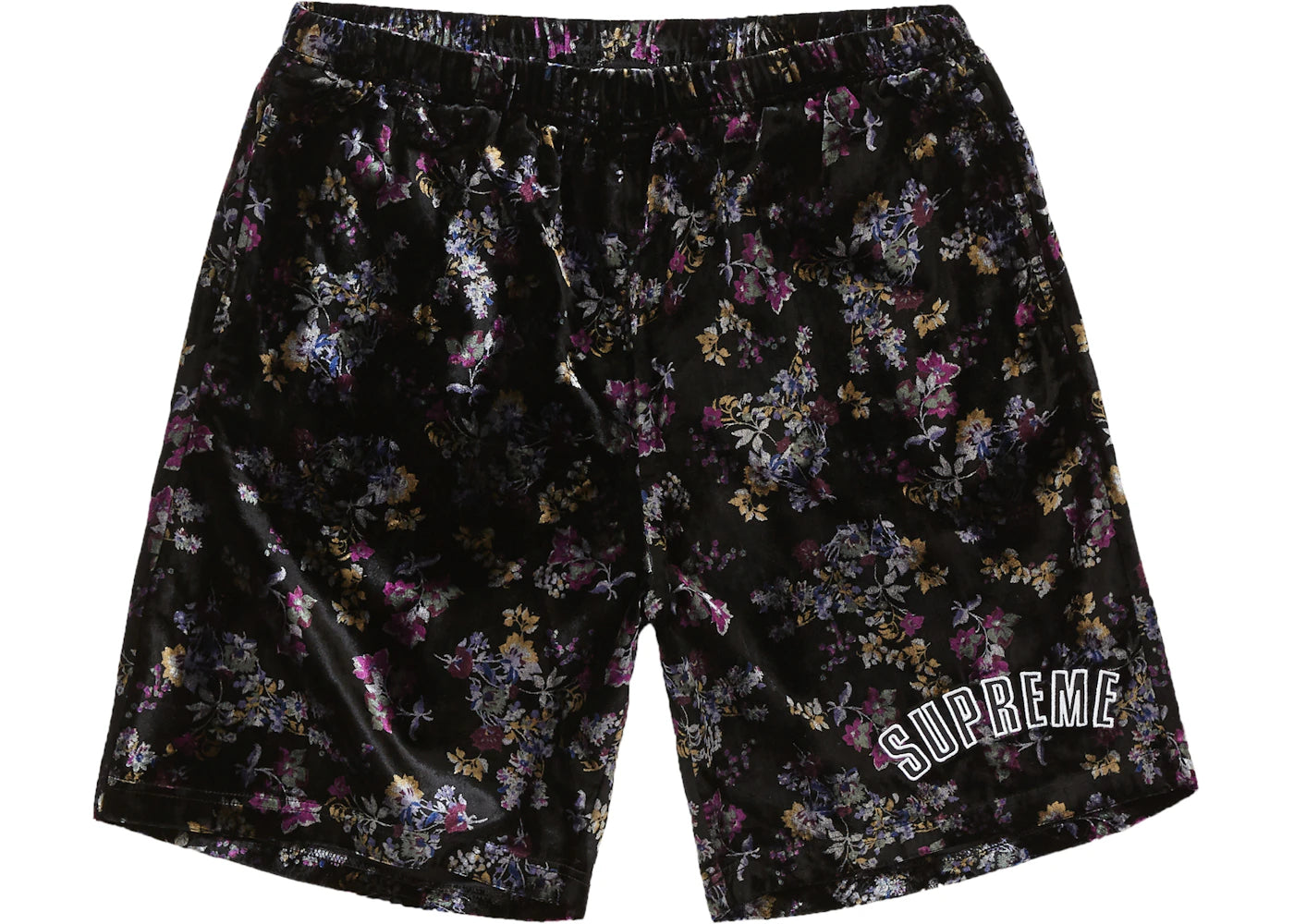 Supreme Floral Velour Short Black