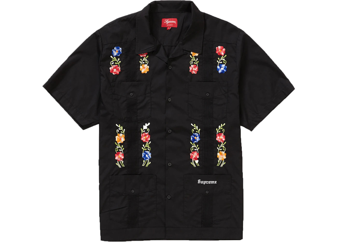 Supreme Flowers Guayabera S/S Shirt Black