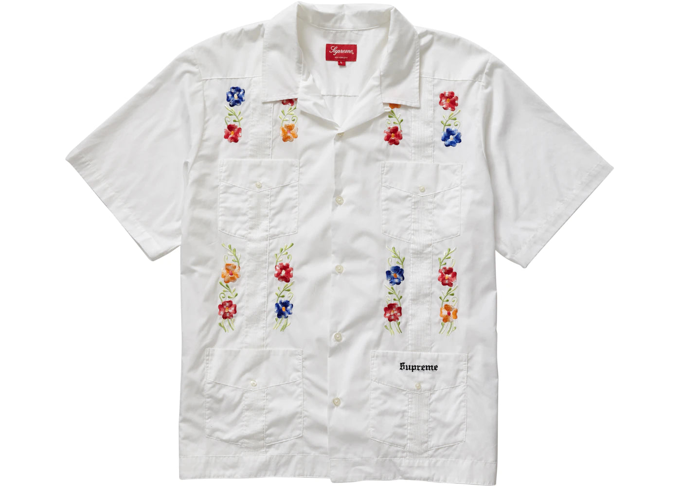 Supreme Flowers Guayabera S/S Shirt White