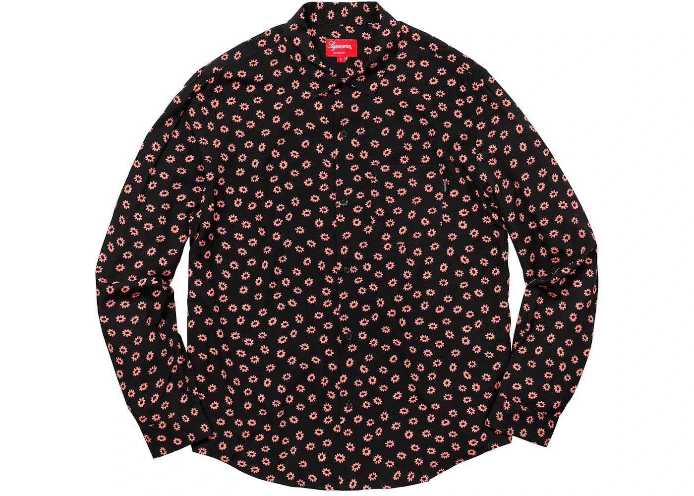 Supreme Flowers L/S Rayon Shirt Black