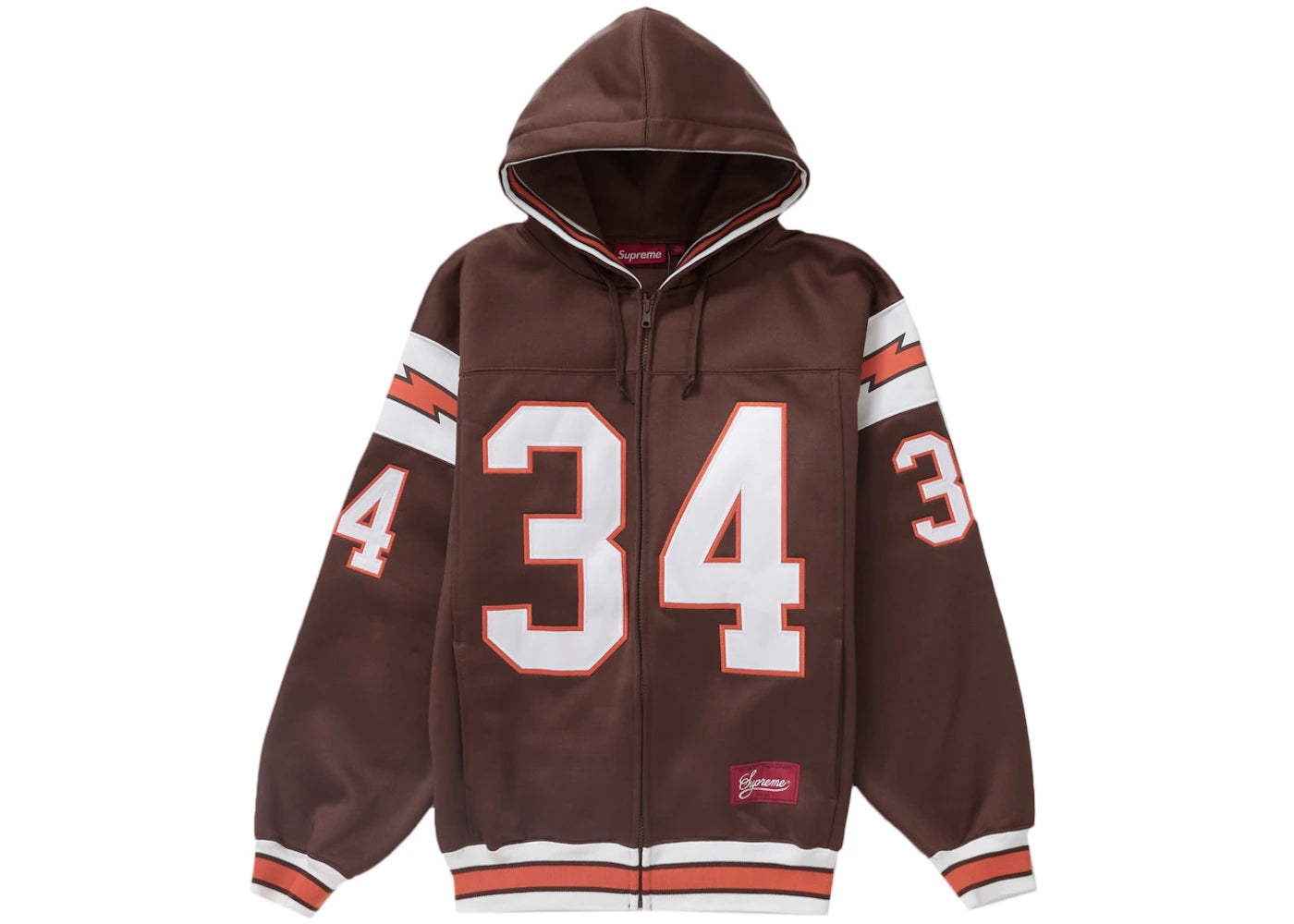 Supreme Football Zip Up Hooded Sweatshirt Brown