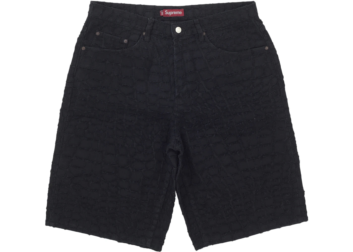Supreme Frayed Croc Baggy Denim Short Black
