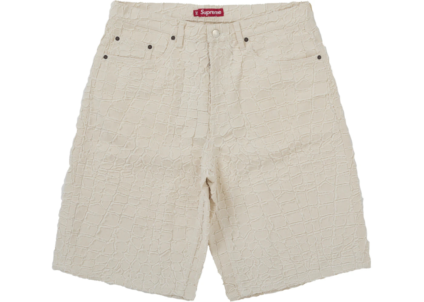 Supreme Frayed Croc Baggy Denim Short Natural