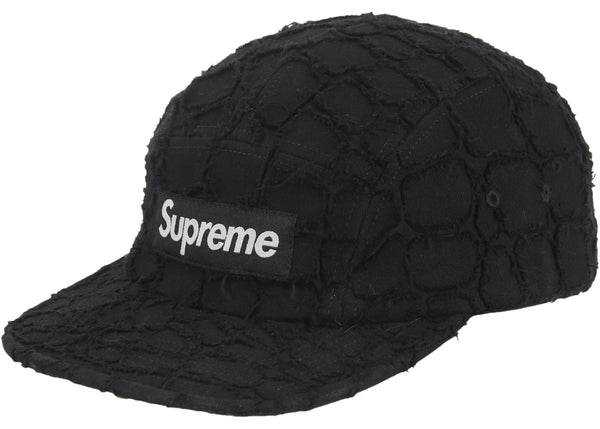 Supreme Frayed Croc Denim Camp Cap Black – Side Kicks