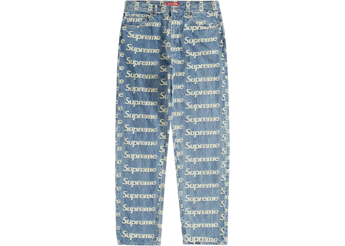 Supreme Frayed Logos Regular Jean Blue