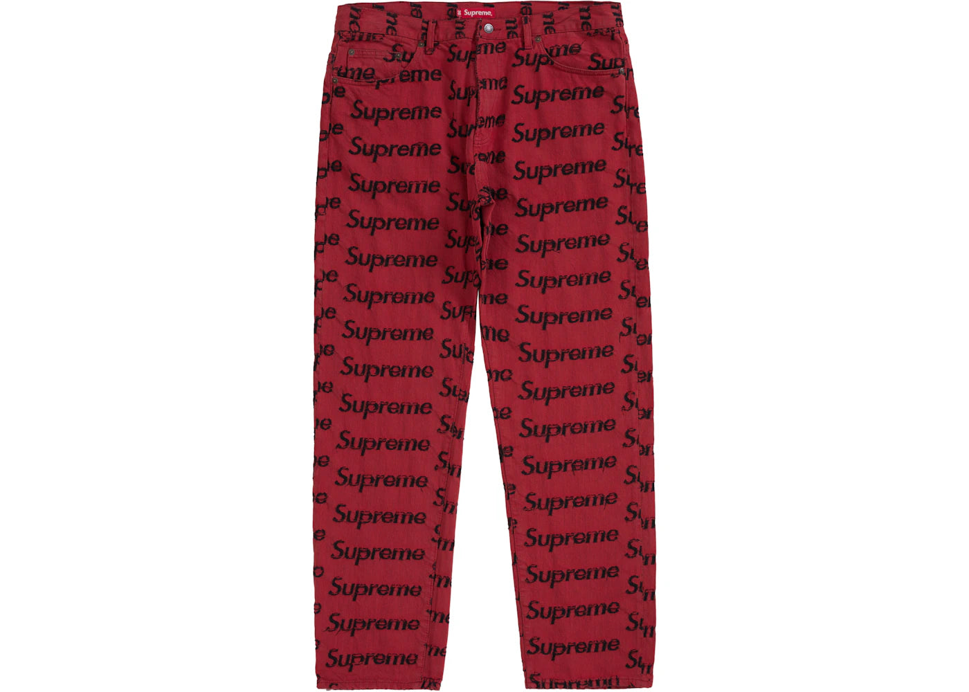 Supreme Frayed Logos Regular Jean Red