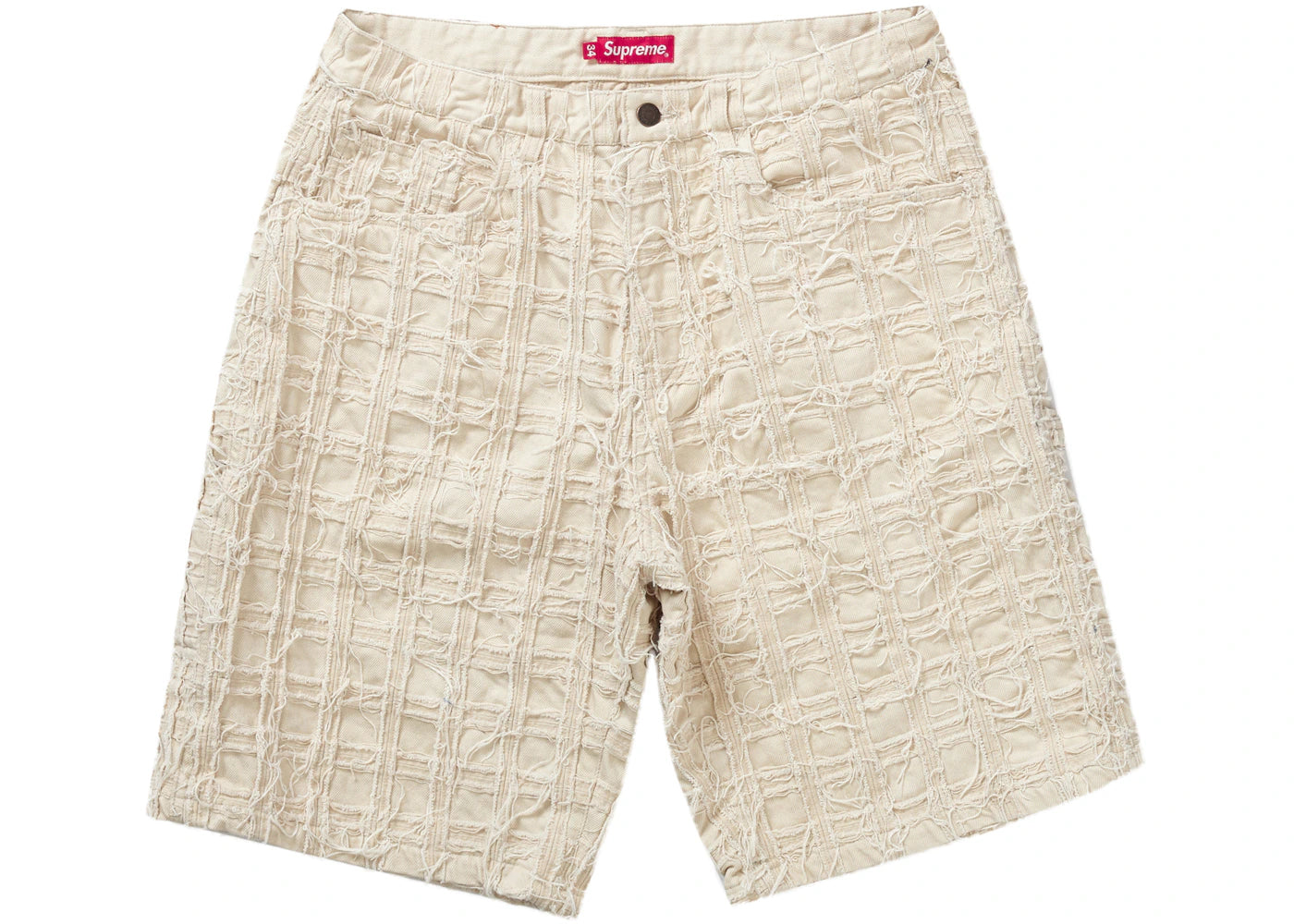 Supreme Frayed Patchwork Baggy Denim Short Natural