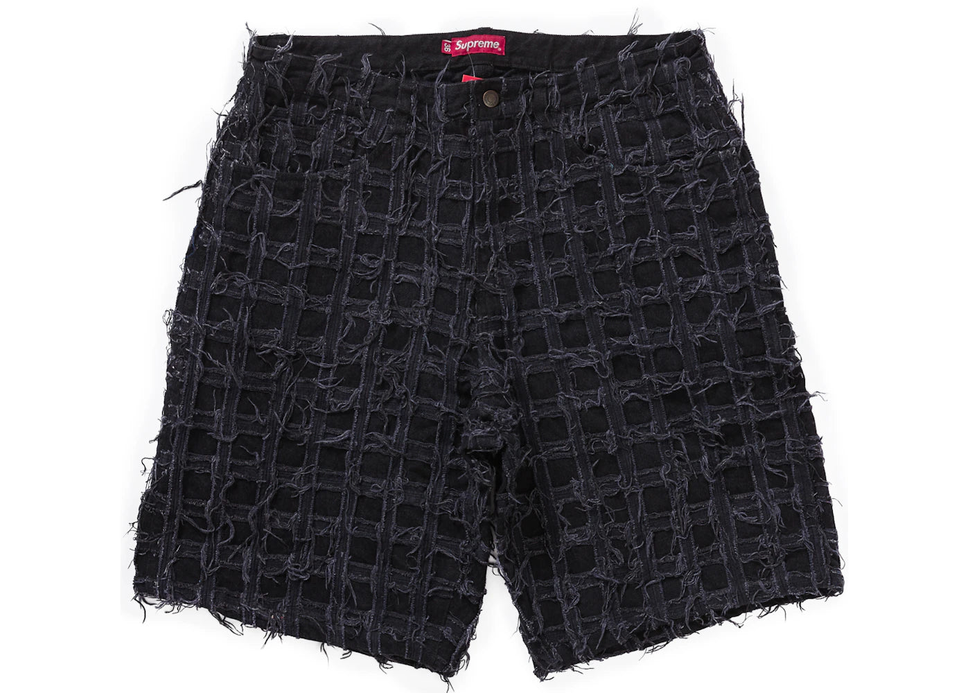 Supreme Frayed Patchwork Baggy Denim Short Washed Black