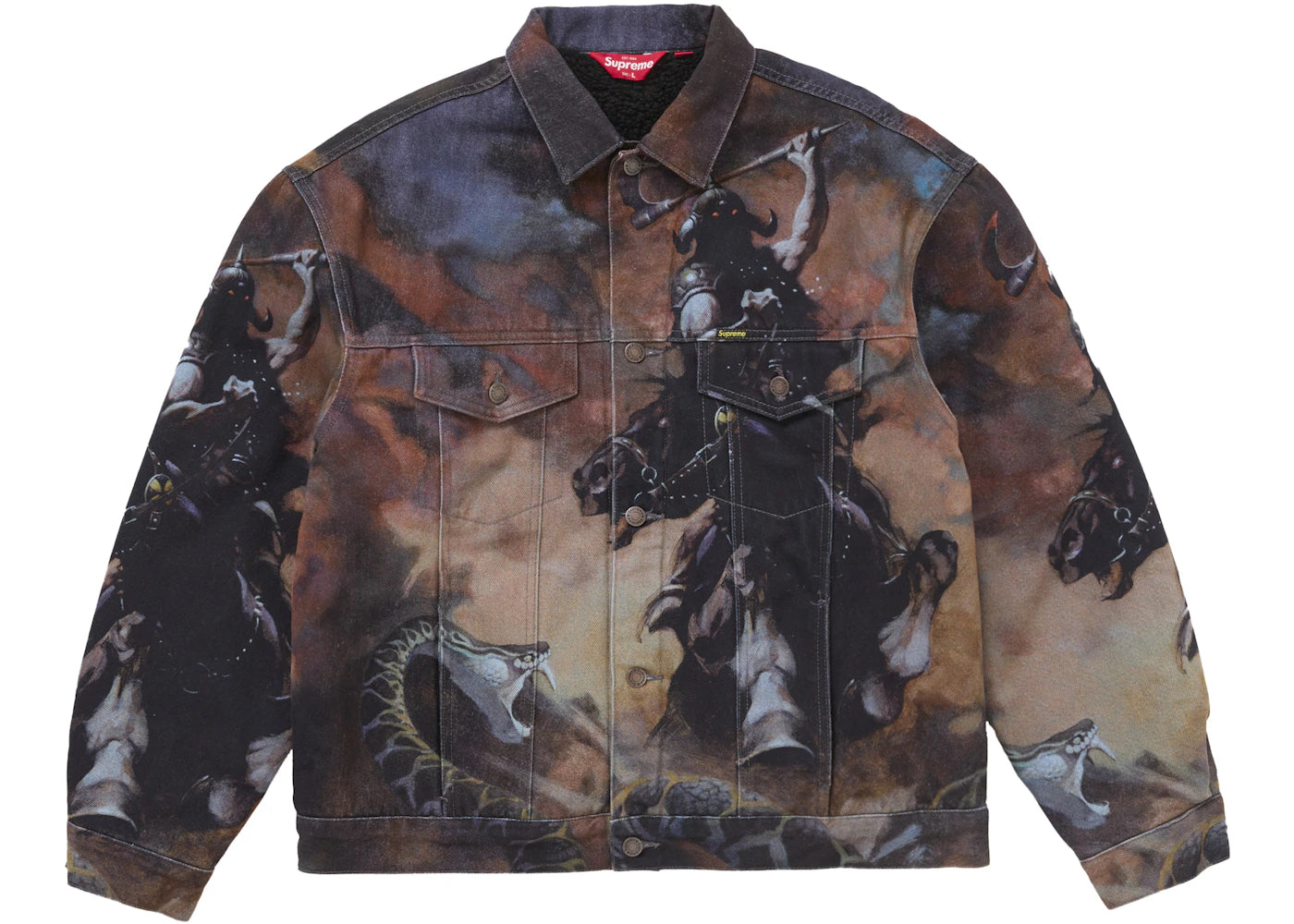 Supreme Frazetta Faux Shearling Lined Trucker Jacket Multicolor