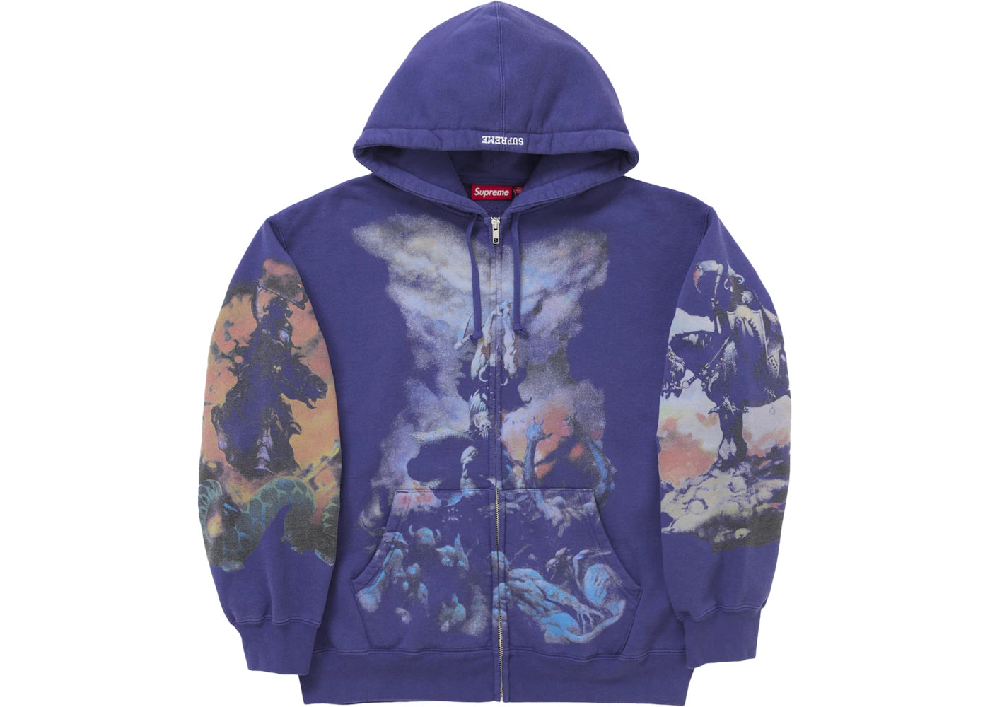 Supreme Frazetta Zip Up Hooded Sweatshirt Washed Navy