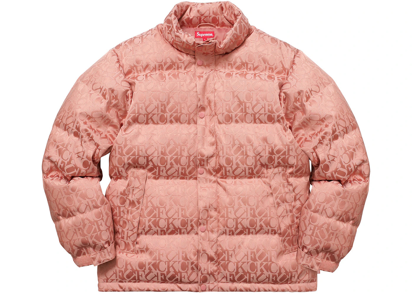 Supreme Fuck Jacquard Puffy Jacket Pink