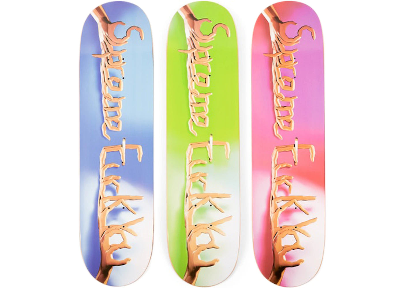 Supreme Fuck You Skateboard Deck Blue/Green/Pink Set