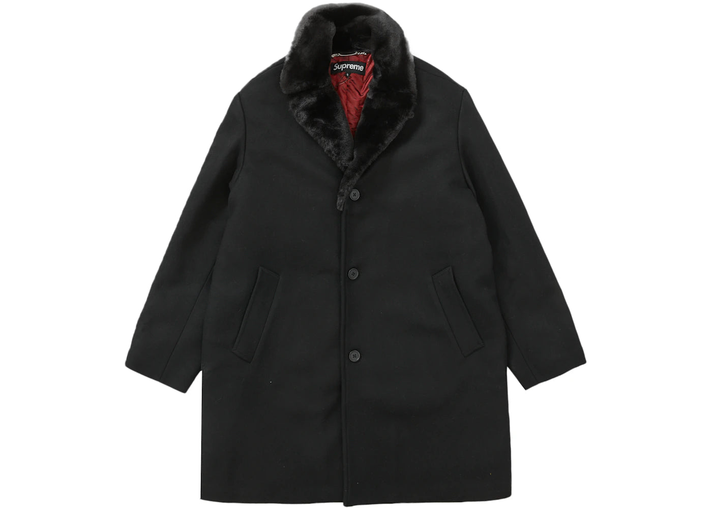 Supreme Fur Collar Car Coat Black