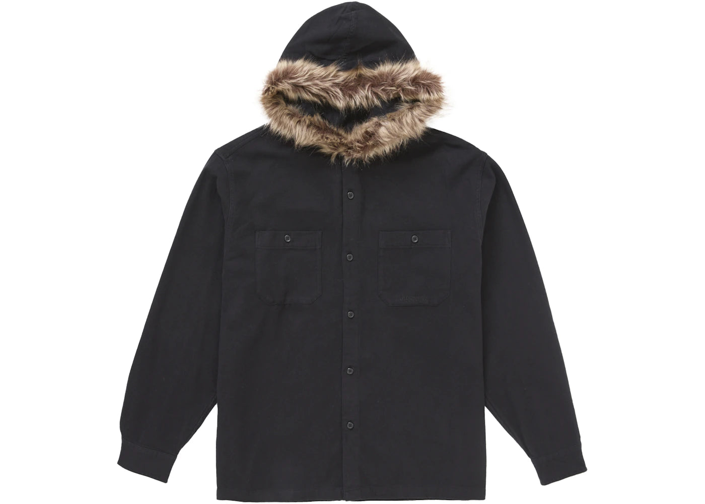 Supreme Fur Trim Flannel Hooded Shirt Black