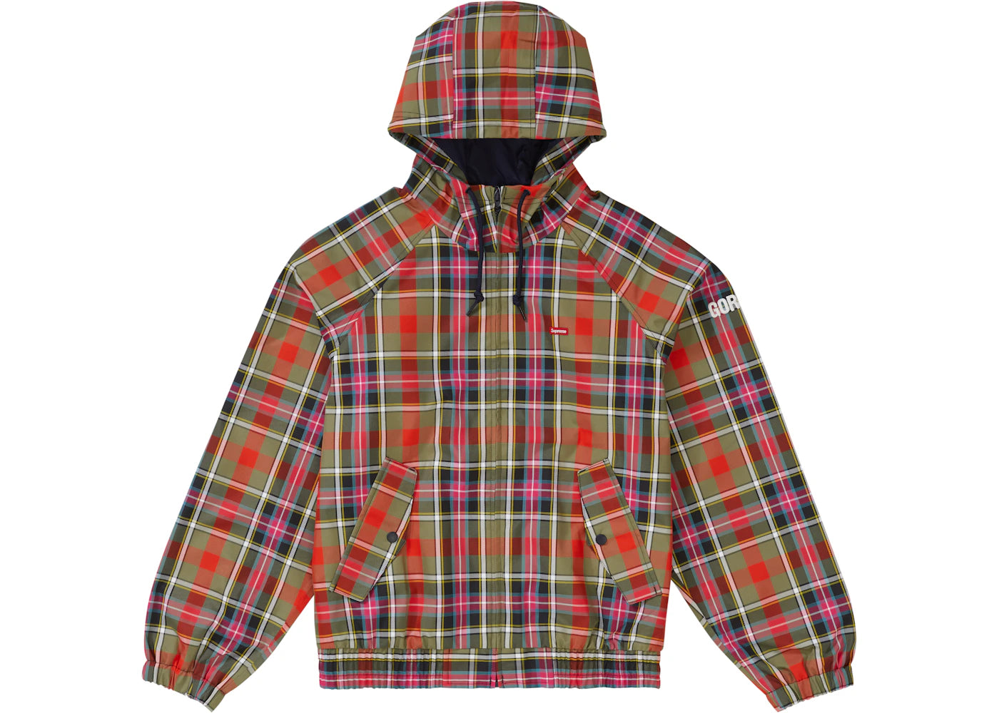 Supreme GORE-TEX Hooded Harrington Jacket Olive Plaid