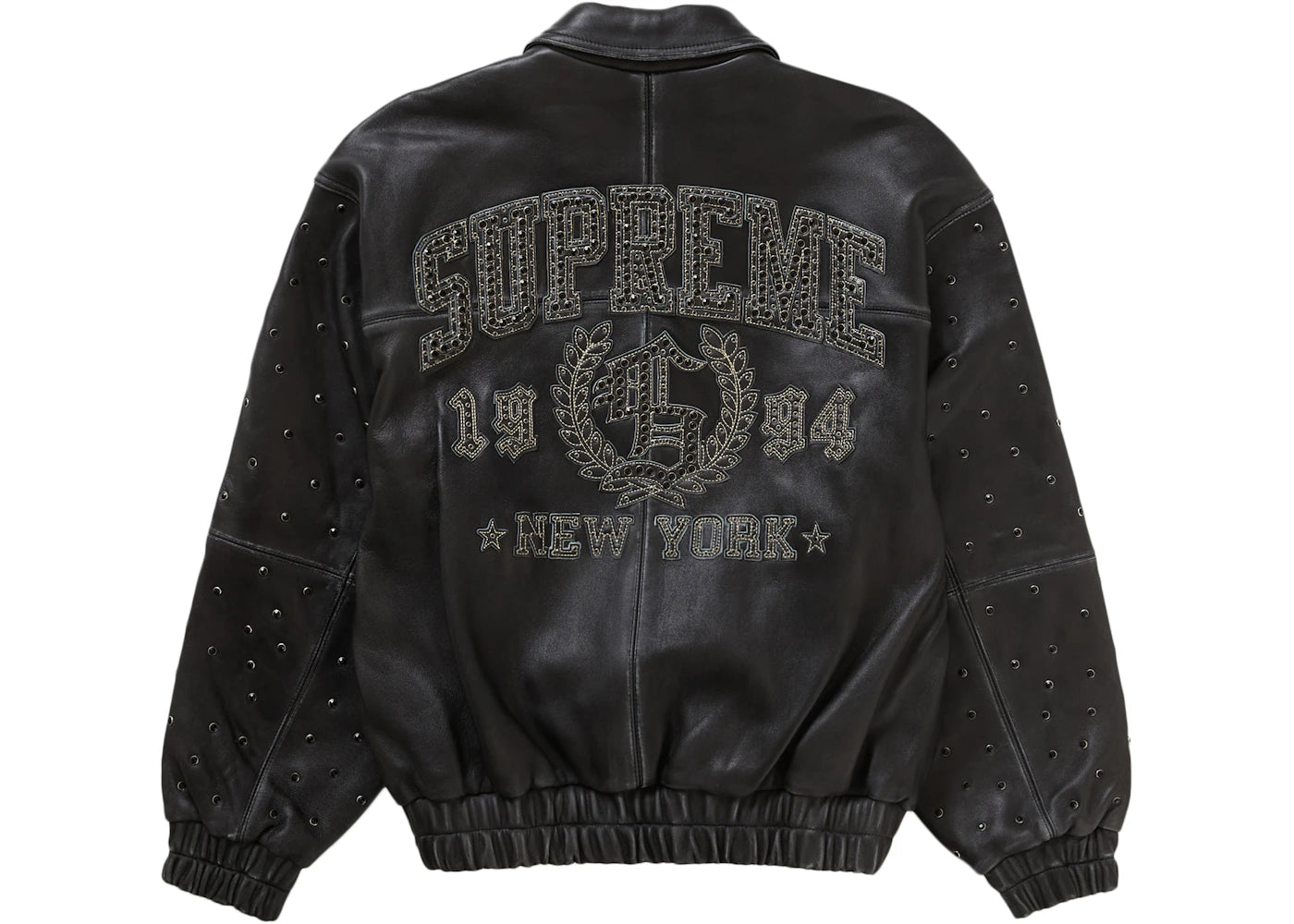 Supreme Gem Studded Leather Jacket Black