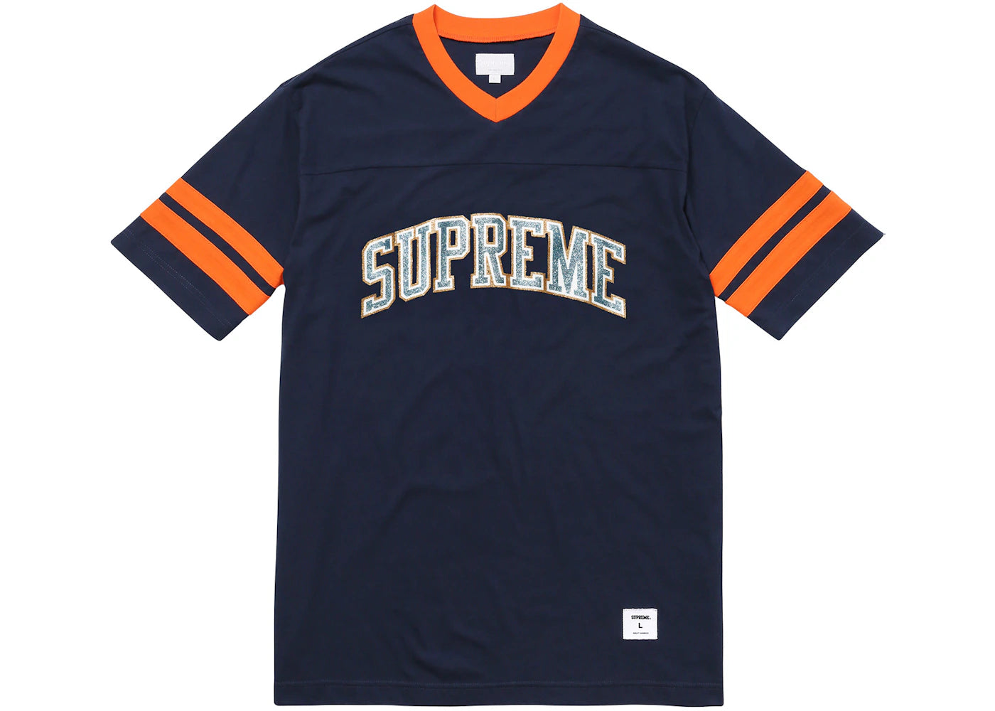 Supreme Glitter Arc Football Top Navy