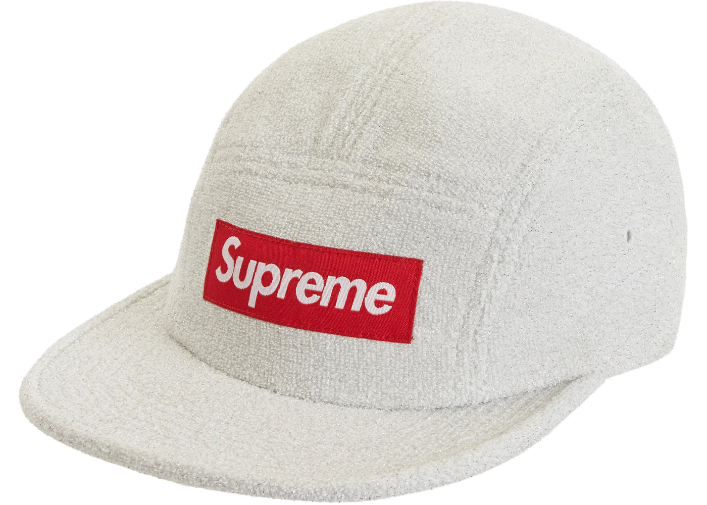 Supreme Glitter Terry Camp Cap White