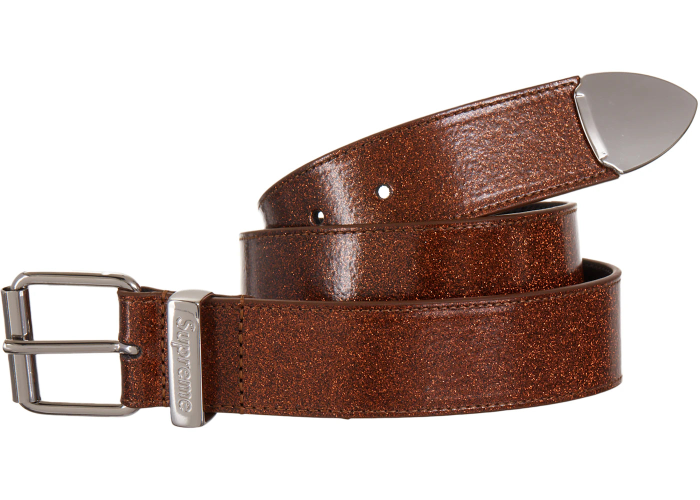 Supreme Glitter Vinyl Ranger Belt Brown