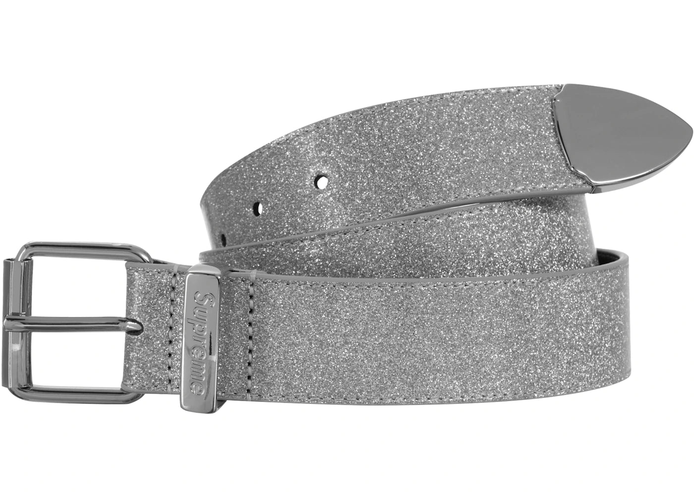 Supreme Glitter Vinyl Ranger Belt Silver