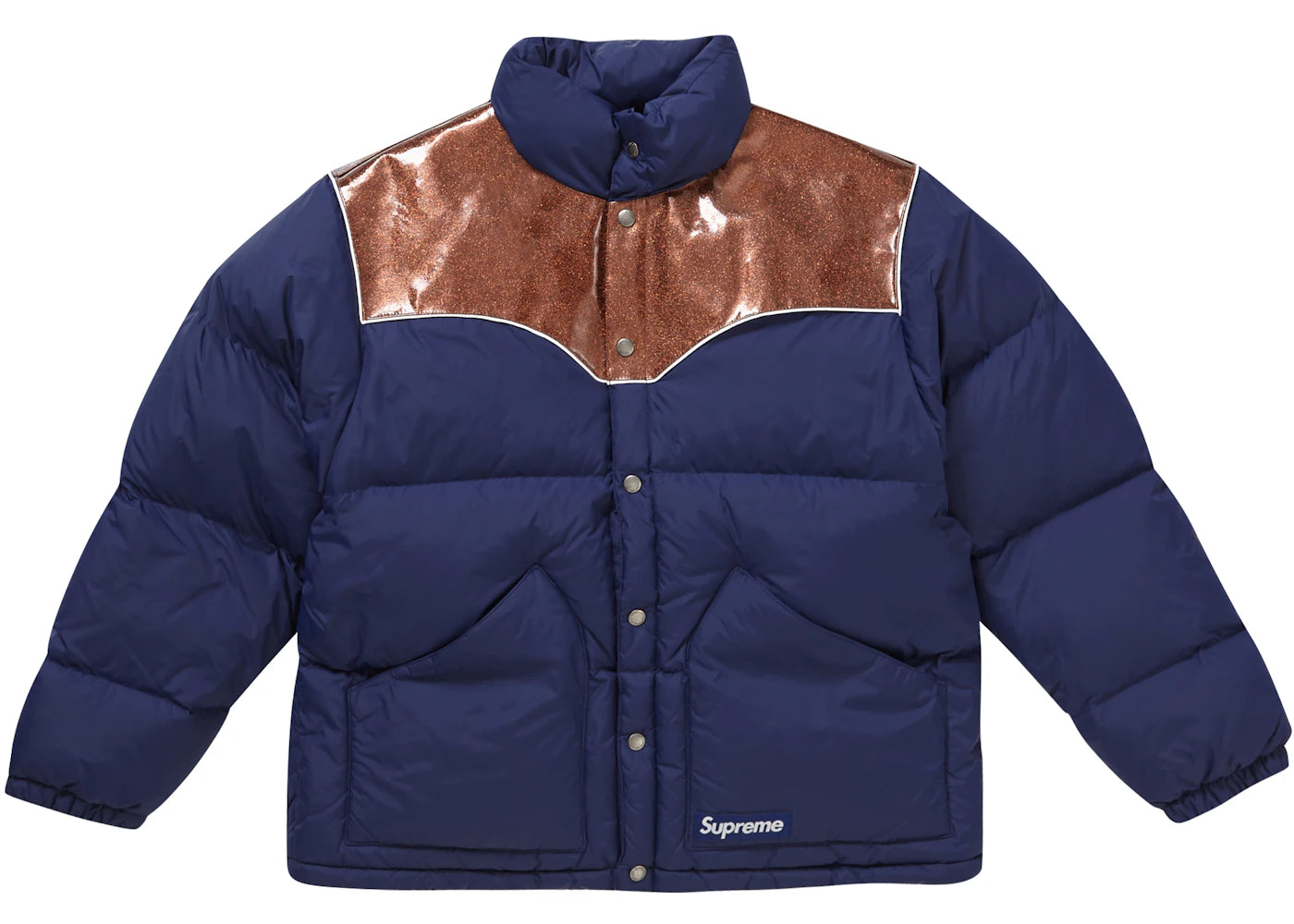 Supreme Glitter Yoke Down Puffer Jacket Navy