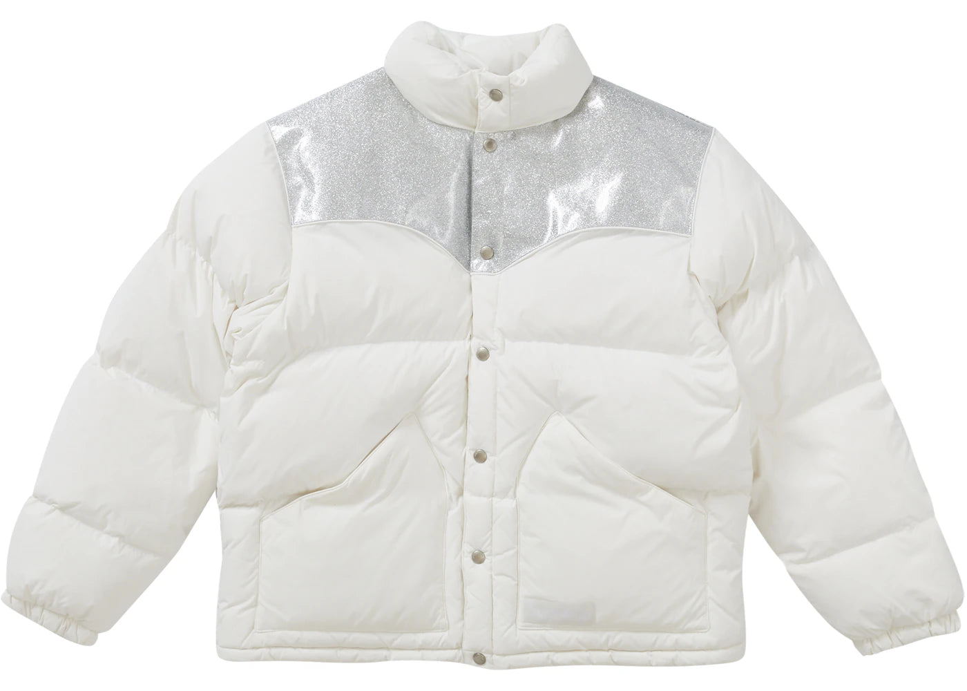 Supreme Glitter Yoke Down Puffer Jacket White