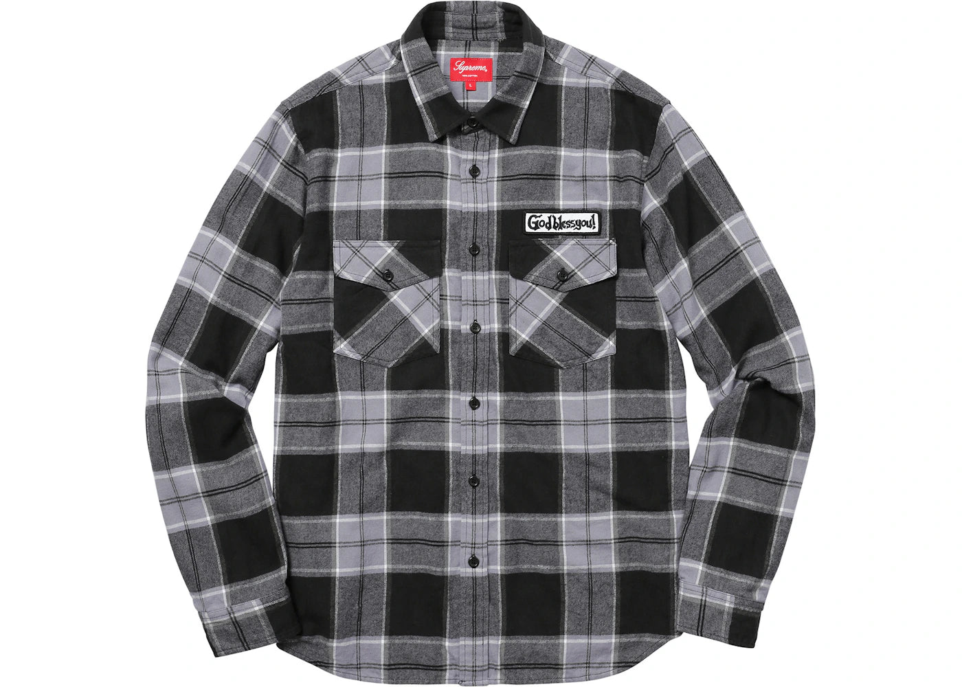 Supreme God Bless Plaid Flannel Shirt Black